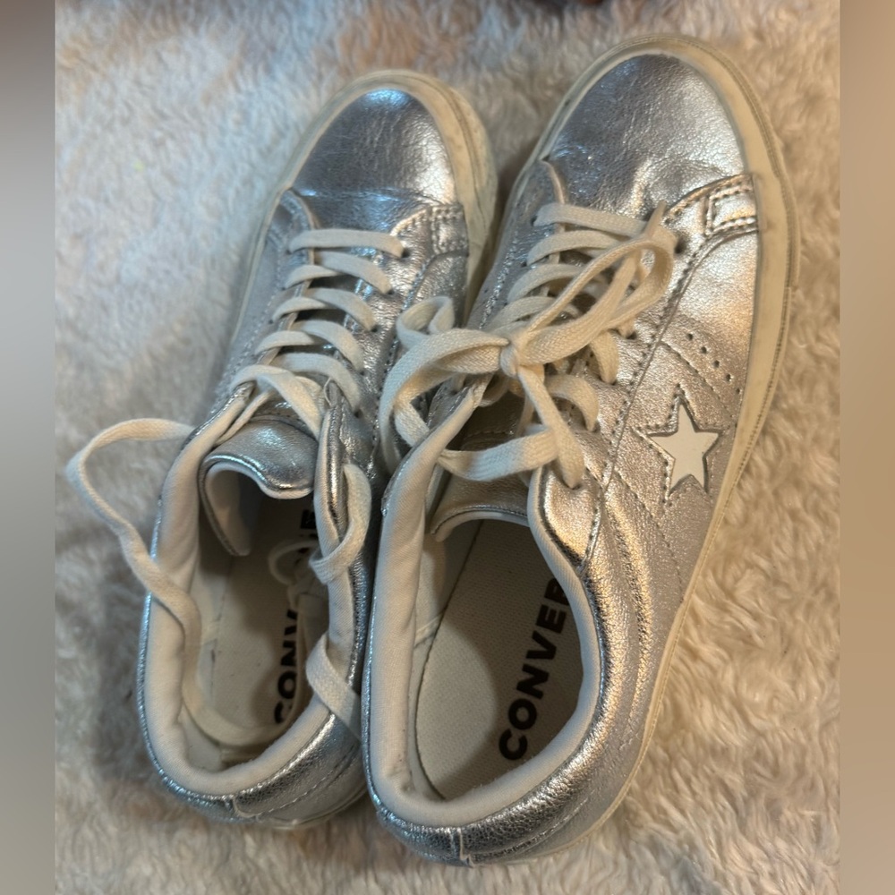 Converse Metallic Silver Star Sneakers
